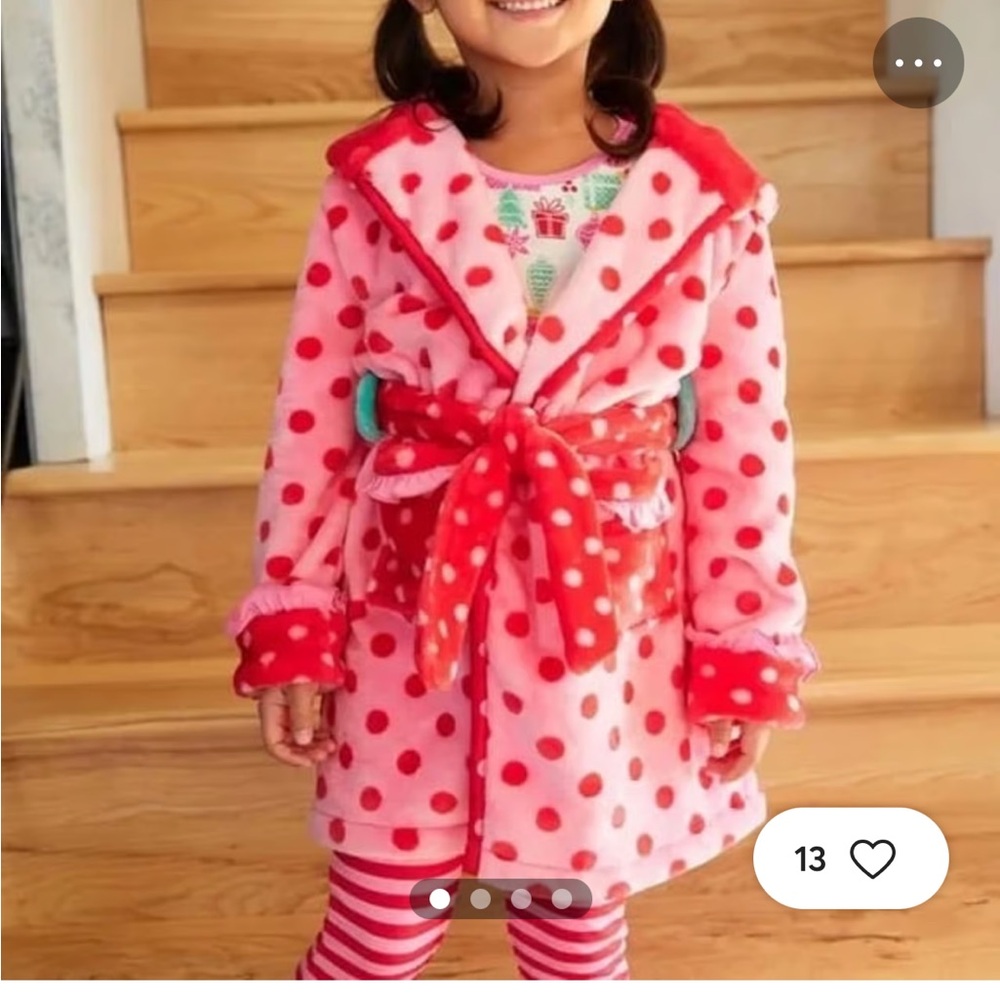 Matilda Jane Polka  Dot Kids Robe - Pink and Red